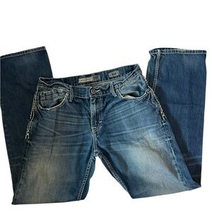 BKE Carter Straight Leg Jeans Men’s 33R Medium Wash Distressed Denim